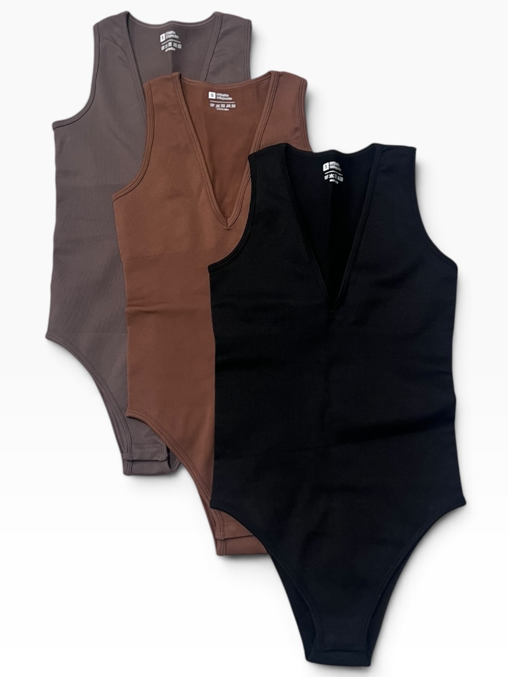 NWOT OQQ Ribbed V-Neck Sleeveless Bodysuit Bundle Size Small